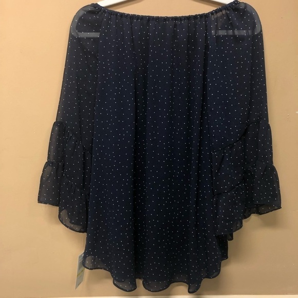 Gibson Latimer Dark Blue with Small Polka Dots Blouse Size Medium NWT - Picture 2 of 5